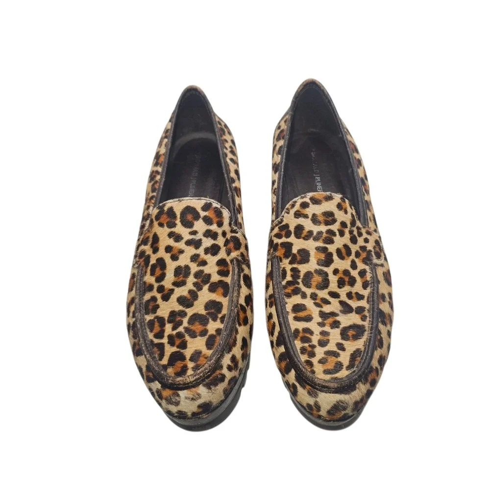 Donald J Pliner Leopard Calf Hair Platform Loafers Croc Heel Brazil Womens 10